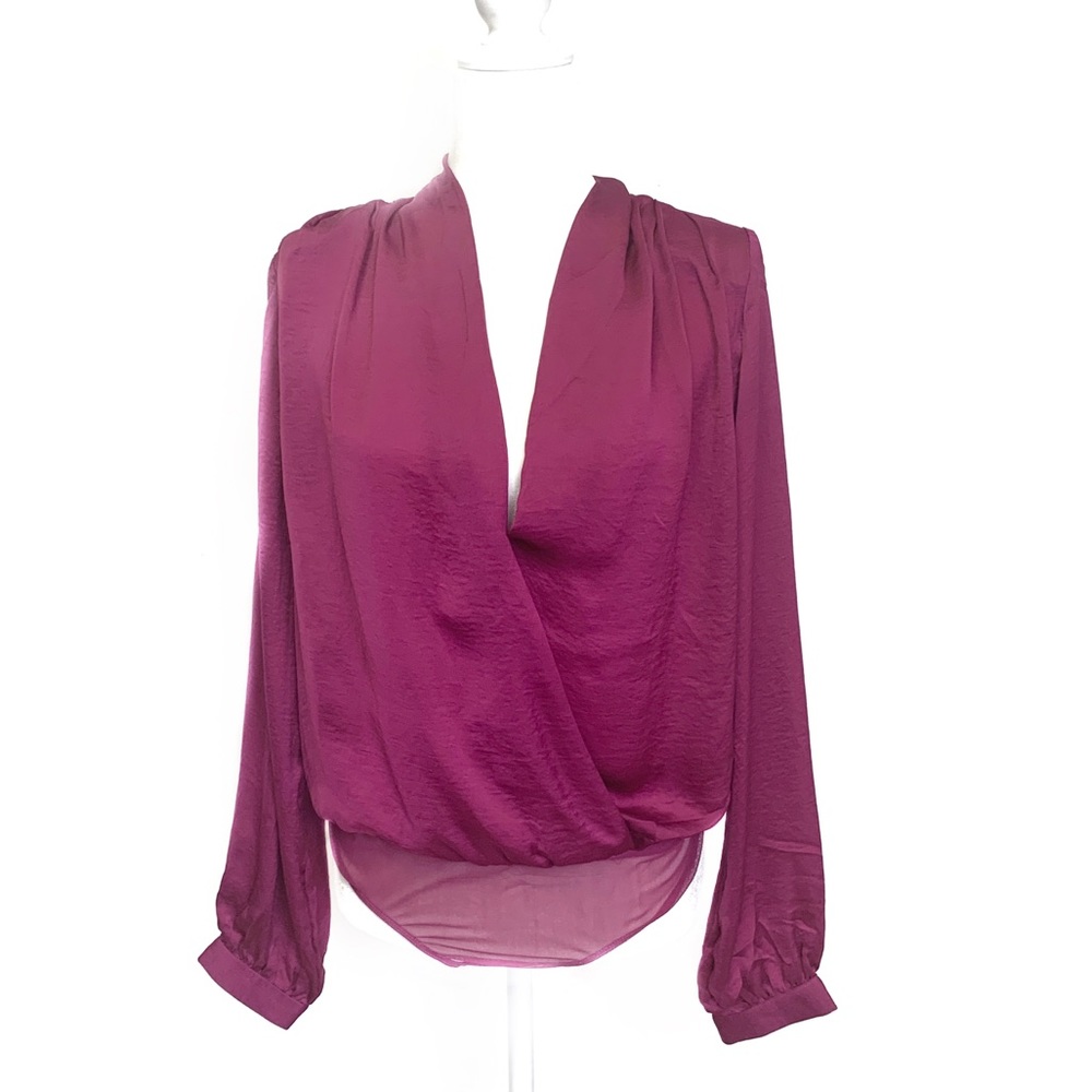 NWT One Piece Blouse Fuchsia Purple Long Sleeves